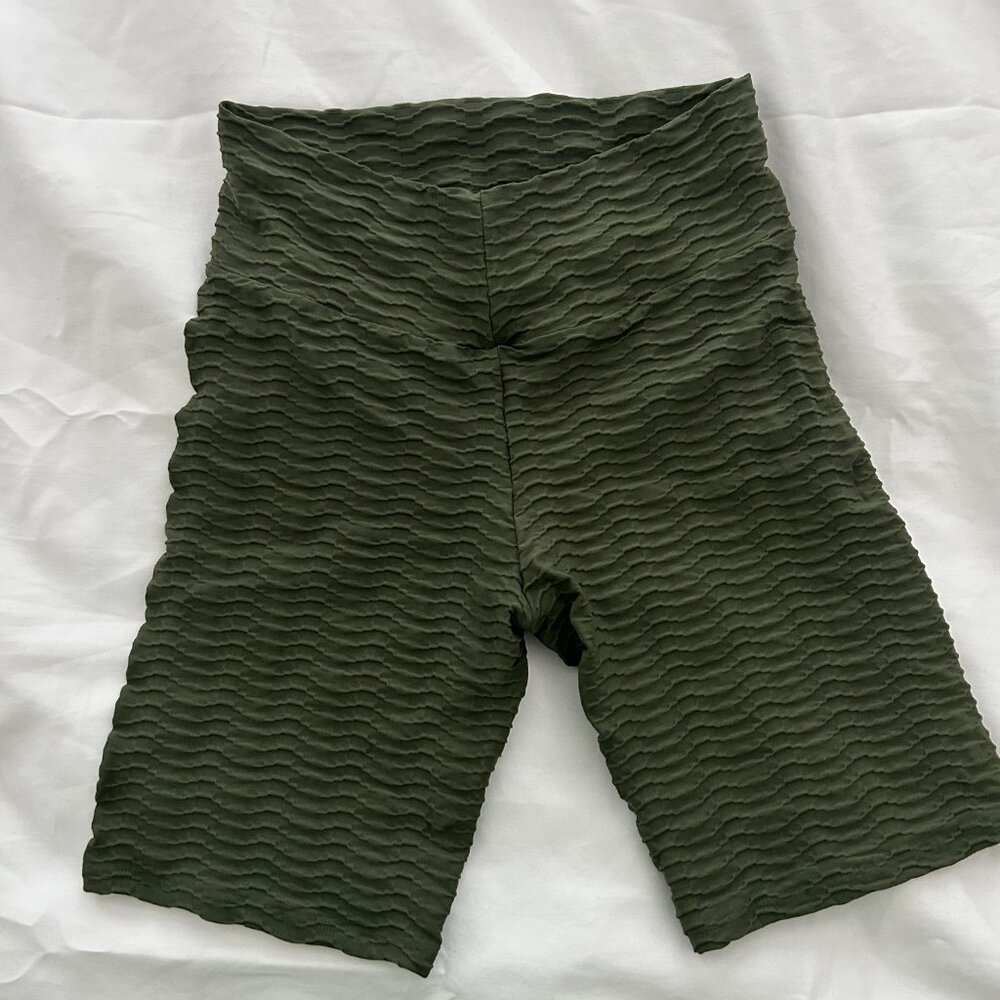 Booty by Brabants Olive Green Active Set Ribbed Leggings + Zip Jacket OS - Picture 3 of 6